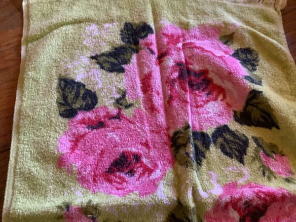 Vintage Mid Century Modern 60s SEARS Drylon Floral Hand Towels Deadstock