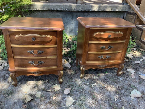 Vtg pair Sears French Provincial Hollywood Regency Nightstand Table Dixie Bonnet