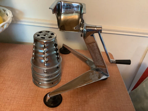 Vintage Saladmaster Food Processor Grinder Shredder 5 Cones MISSING GUARD