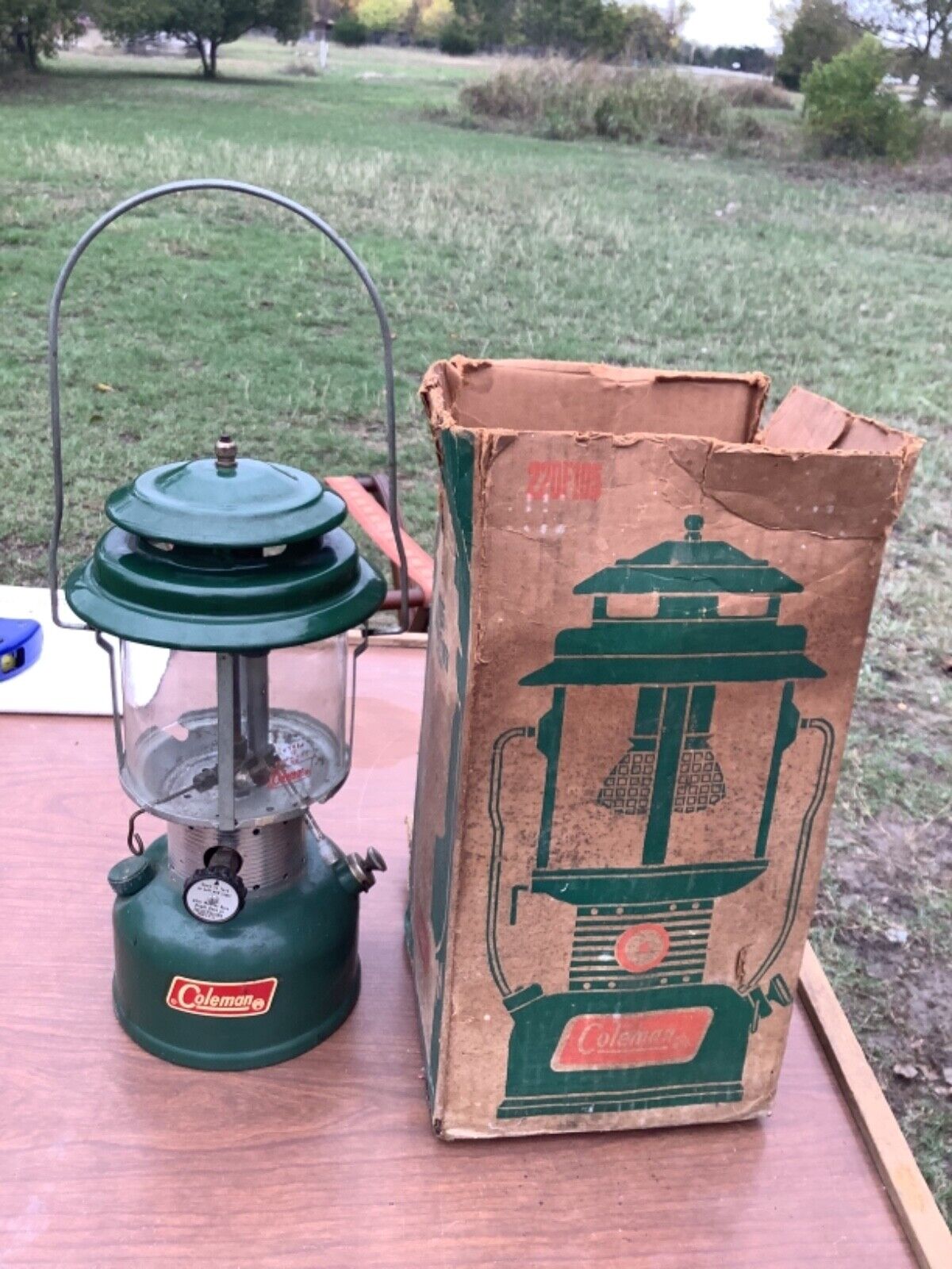 Vintage Coleman Lantern Model 220F195 dated 1971 with box camping