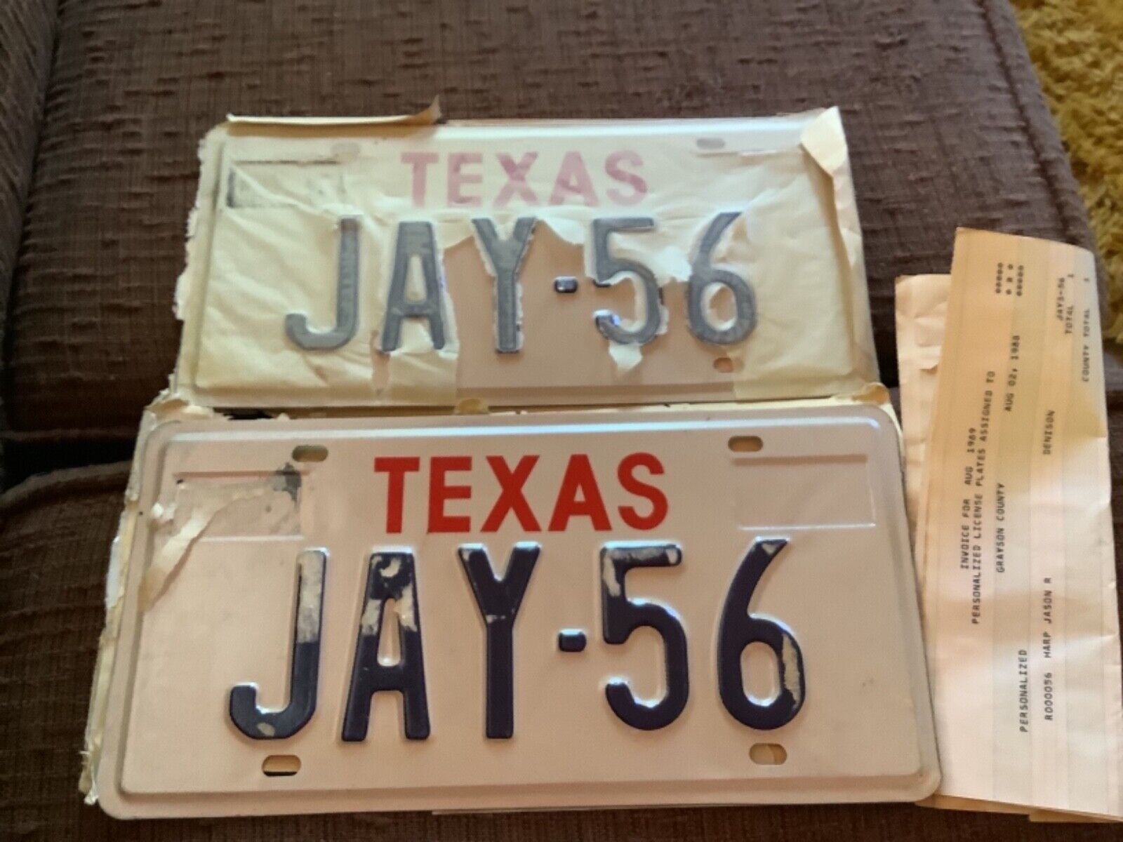 1989 TEXAS Vanity License Plate  unused JAY  56