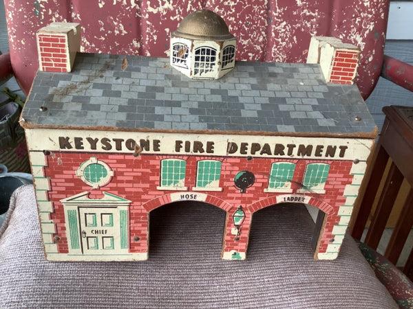 Keystone Fire Department Station Playset Building Vintage 40s 50s