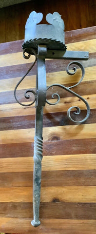 Antique Wrought Iron Sconce wall Vtg Medieval Gothic Spanish light fixture