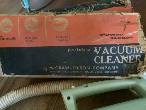 Vintage Power House Edison Mcgraw Electric Portable Vacuum Cleaner Works  & box