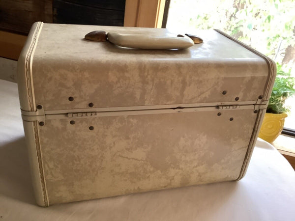 Vintage Samsonite Travel Train Case Shwayder Bros Marble Cream  suitcase luggage