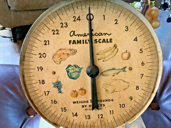 Vintage Antique American Family Scale 25 pounds Cream Rustic Farmhouse country