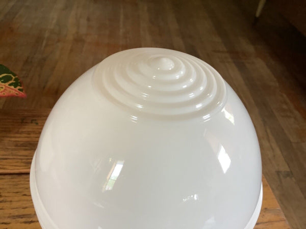 Vintage Art Deco White Milk Glass School House Ceiling Light Shade Ribbed MCM