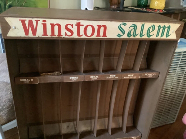 VINTAGE OLD STORE WINSTON SALEM CIGARETTE DISPLAY HOLDER advertising rack