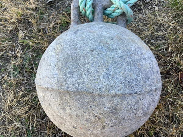 Vtg pair Antique Deep Sea metal zinc float buoy BELL with rope