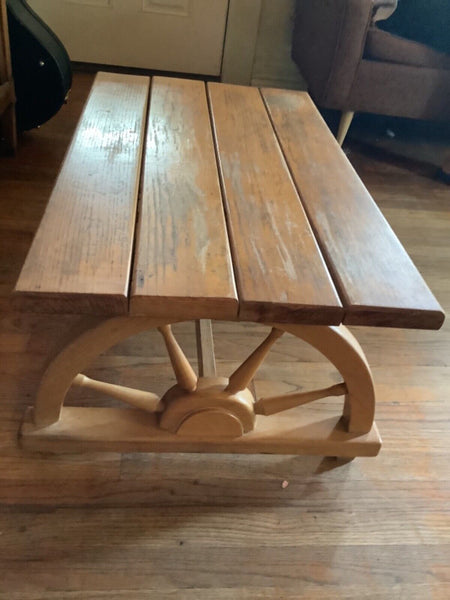 Wagon Wheel Coffee Table Vintage western Ranch Table MCM mid century furniture