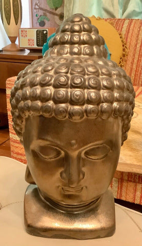 Vtg Buddha  temple Tibetan Head Sculpture Figurine Meditation Statue