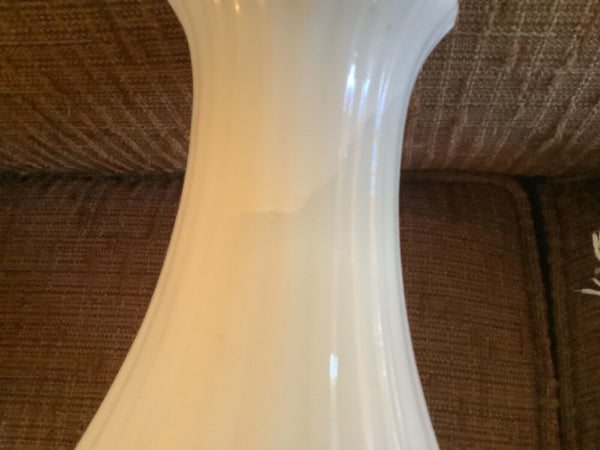 Vintage Antique Hanging Angle Oil Lamp Co Ribbed Milk Glass 9" Chimney Shade