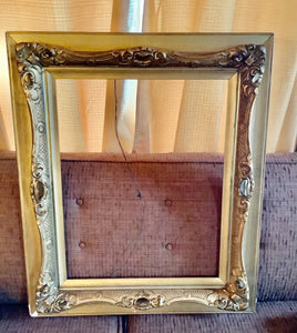 Large VINTAGE ANTIQUE GOLD wood FRAME GILT GESSO carved  wood  PICTURE painting