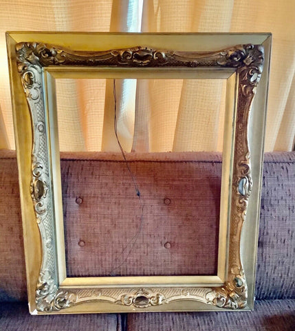 Large VINTAGE ANTIQUE GOLD wood FRAME GILT GESSO carved  wood  PICTURE painting