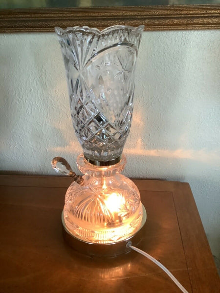 VTg CUT CRYSTAL GLASS TABLE nightstand LAMP VANITY BOUDOIR grapes nightlight