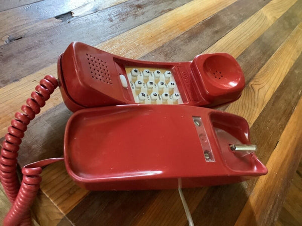 Vintage WESTERN ELECTRIC TRIMLINE RED Push Button  Desk Top Telephone WORKS