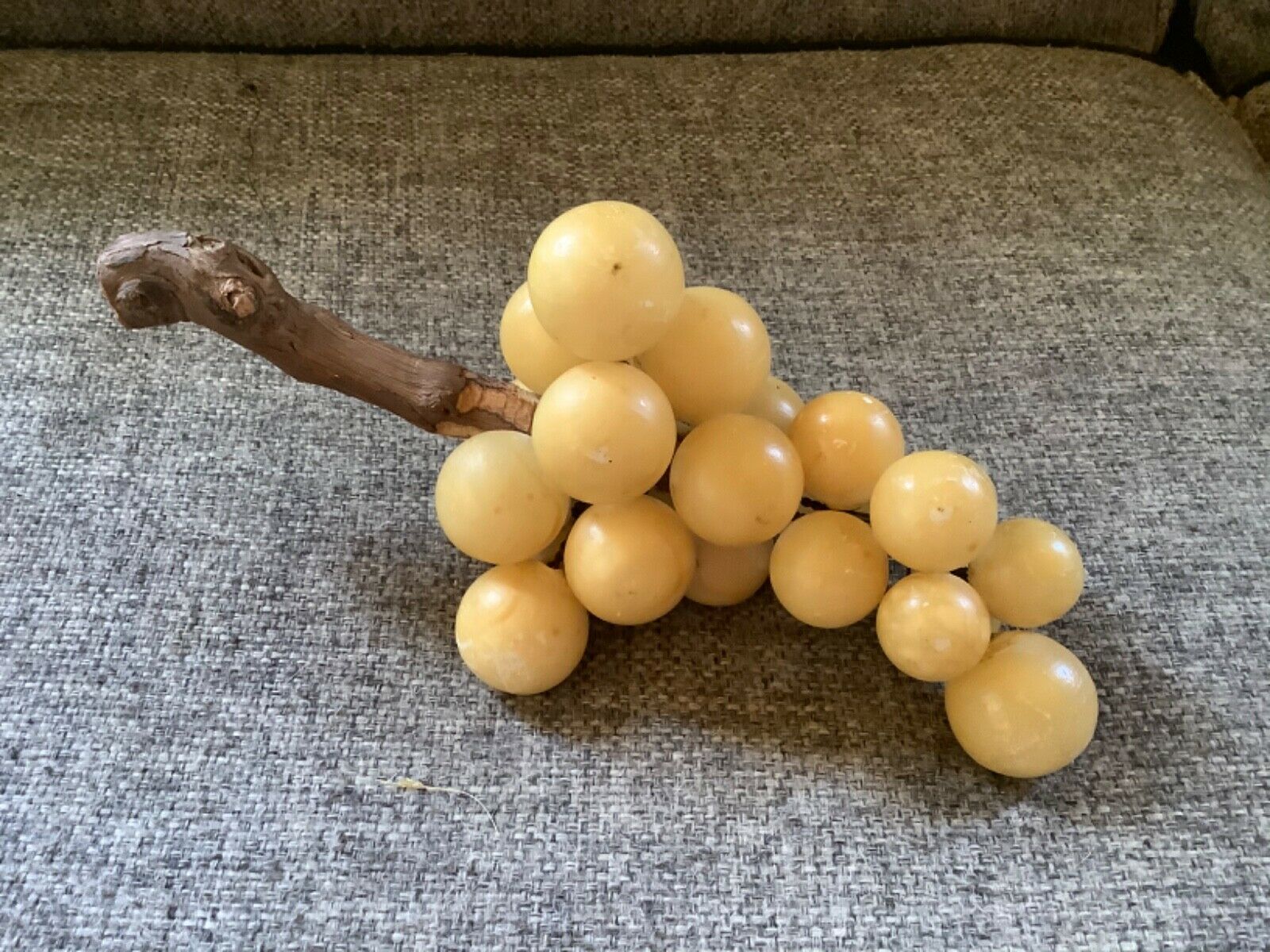 Vtg mid century Alabaster Soap Stone Marble Grape Bunch 13" Fruit MCM Driftwood