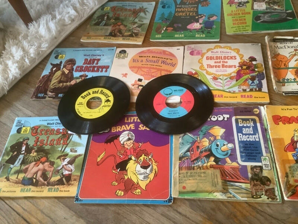 Vintage Disney Peter Pan Lot of 17 Read-Along Books and Records  33 1/3 RPM