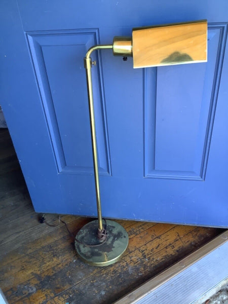 Vintage Mid Century Modern Brass Adjustable Pharmacy Floor Reading Lamp shade