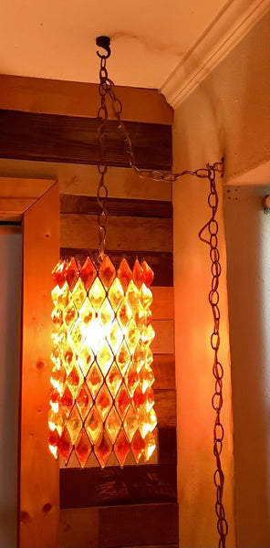 Vintage Mid Century Modern Hanging Hollywood regency prism swag Lamp mcm Retro