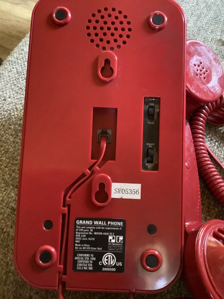 Pottery Barn Grand Wall Phone Retro 80s RED Rotary Style Push Button w/mount