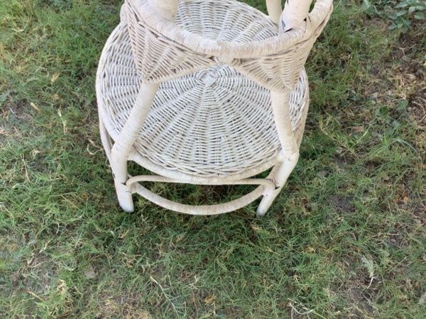 Vintage Tall Wicker Planter Plant Stand White boho