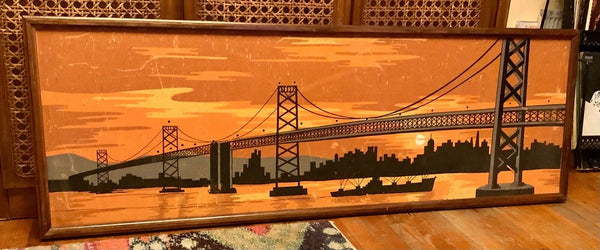 Vtg Belart lighted pictures Mid-century Cityscape Golden Gate Bridge wall art