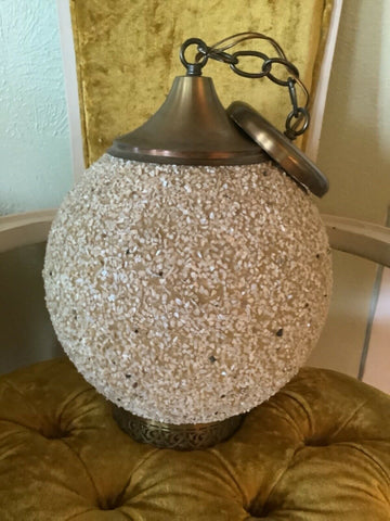 Vtg Confetti Orb ball globe pebble rock Light Fixture mid century modern lamp