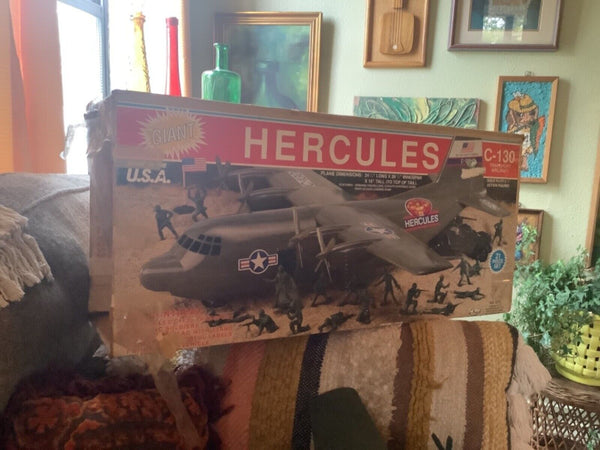 Vintage Tim Mee Plastics Hercules C-130 Military GUNSHIP Airplane With BOX