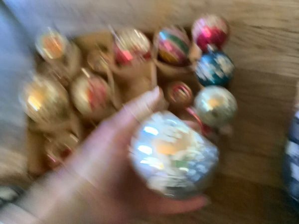 VTg mid century MERCURY GLASS BALL TREE CHRISTMAS ORNAMENTS