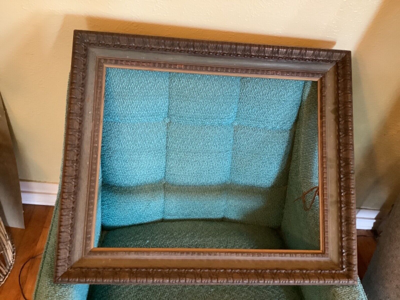 Vintage  mid century Carved Wooden Wood Picture Frame no glass