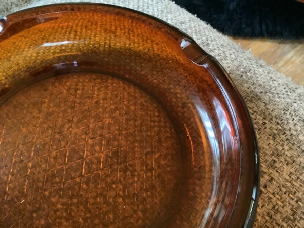 Vintage Heavy Amber Glass Cigar Ashtray dish Mid Century modern retro mcm