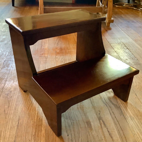 Vintage Wooden Wood Library Bed Step Ladder