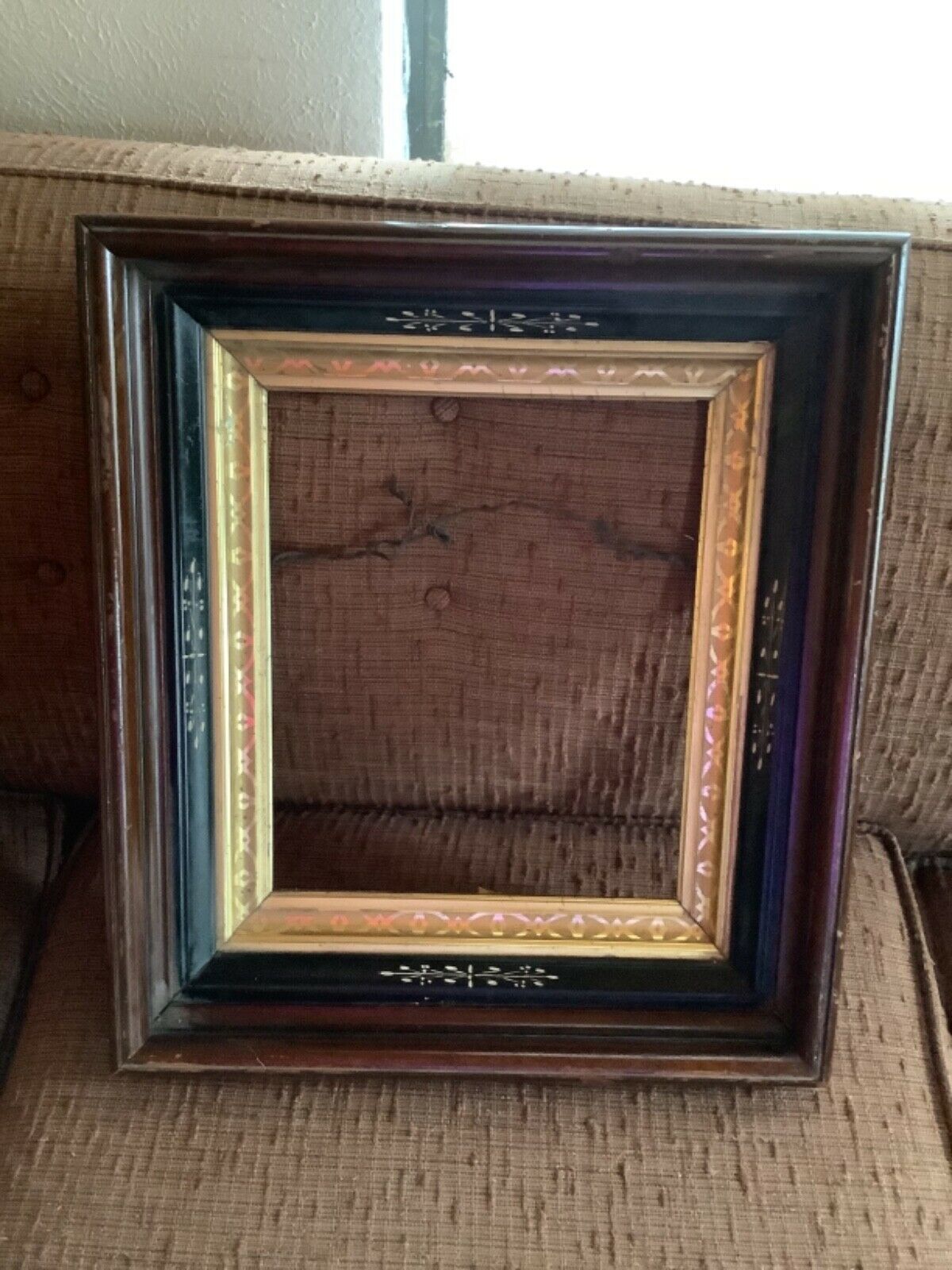 Vintage Antique Wood Gold Gilt Deep Well Picture Frame Wooden Eastlake Victorian