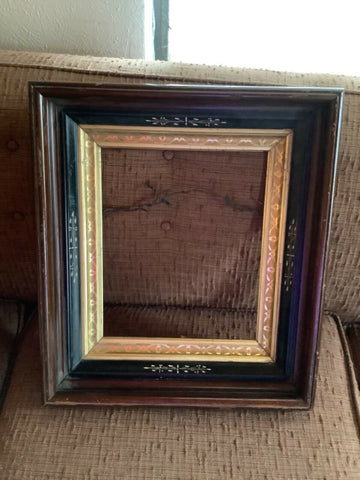 Vintage Antique Wood Gold Gilt Deep Well Picture Frame Wooden Eastlake Victorian