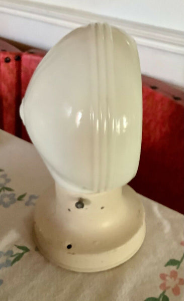 Vtg Porcelain Bathroom Wall Light Fixture Milk Glass Sconce Outlet Old Art Deco