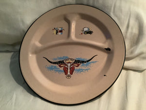 Western Ware Enamel Dinner Plate Chuck Wagon Cowboy 10 inch