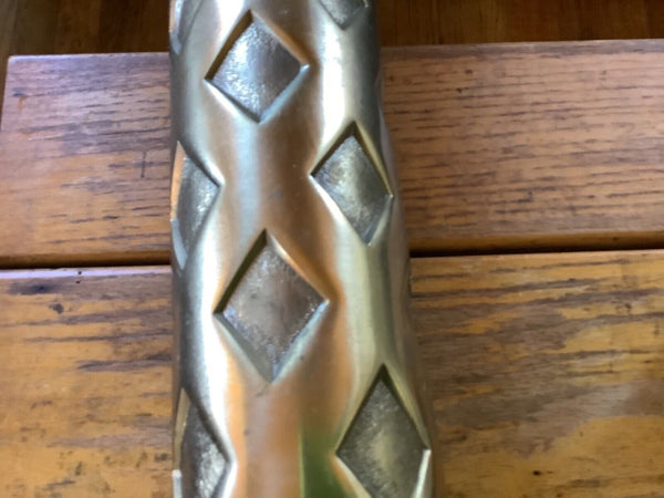 VTG Table Lamp metal Brass Column Tall diamond cut out mid Century modern retro