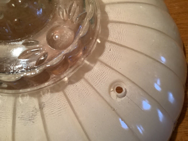 Vtg Art Deco Frosted White sunflower  Glass 3 Hole Chain Ceiling Light Shade