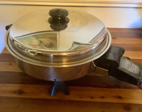 Salad Master # 7817 11” Electric Skillet Oil Core W Cord-Vapo Lid Works cookware