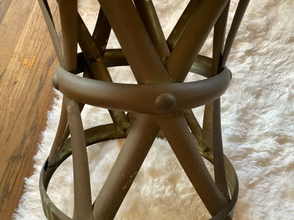 Vintage mid century modern retro Brass drum X Stool End Table Plant stand