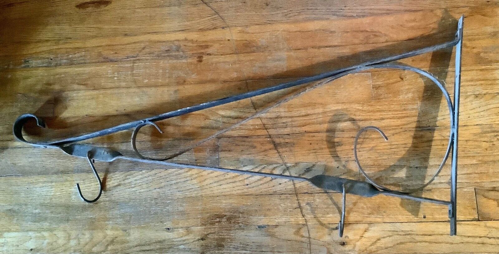 Large Vintage  antique scrolled 34 by 16 Sign  Bracket Holder With hooks