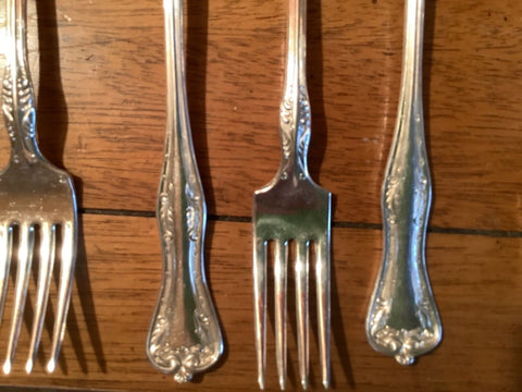 Vtg 4 National Imperial  plate silverware Dinner Forks