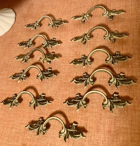 Lot 11 French Provincial Vintage Dresser furniture  Pulls Handles Ornate Metal