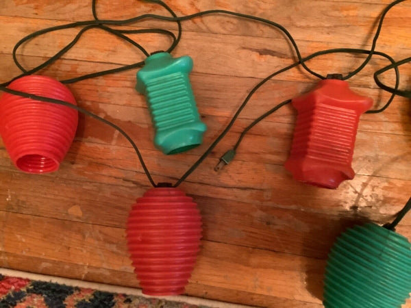 Vintage PATIO PARTY Lantern Camp rv Lights shades Christmas blow mold lot 7