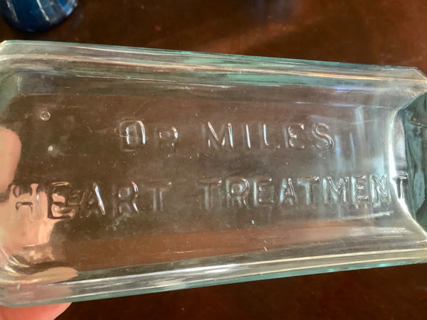 Vintage Antique Blue Glass DR. Miles MEDICINE BOTTLE Heart treatment