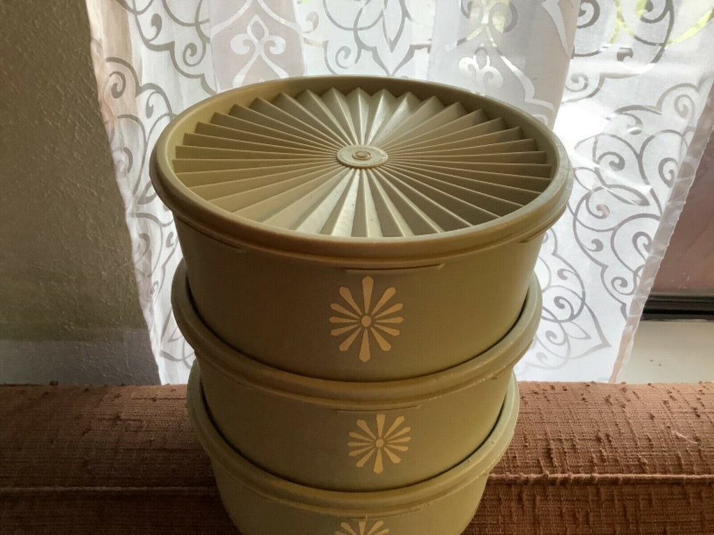 Vintage Tupperware Servalier Green Canister and Storage Pieces
