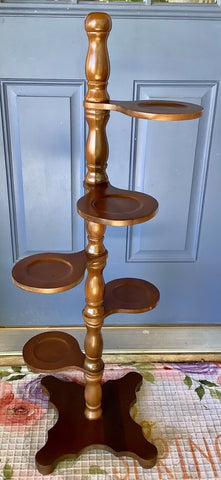 Vintage mid century  70s/80s tiered Wood PLANT STAND BOHO/BUNGALOW mcm modern