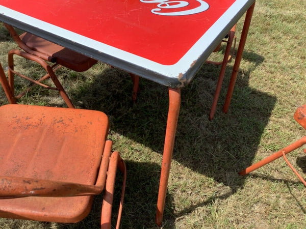 Vtg antique Coca Cola Coke enamel metal Porcelain Table advertising sign Chairs