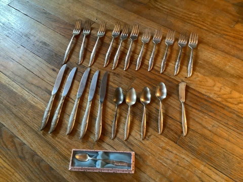 Oneida Community Plate 1960 Silver Flowers Forest flatware  silverware lot Vtg